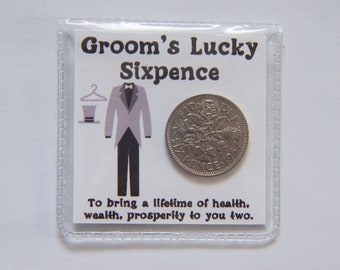 Groom's Sixpence Bridegroom Lucky Sixpence Keepsake Gift