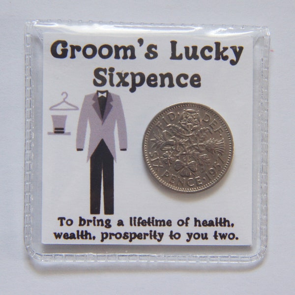 Groom's Sixpence Bridegroom Lucky Sixpence Keepsake Gift