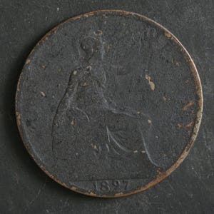 1897 One Penny Coin Great Britain Queen Victoria