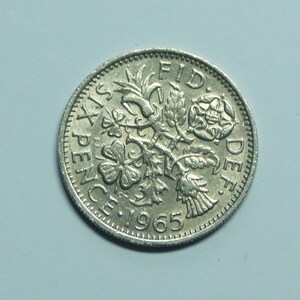 Cadeau du 60e anniversaire, 1965 Pièce de six pence Grande-Bretagne Chance de six pence Elizabeth II, Collections, Anniversaire, Artisanat et Bijoux.
