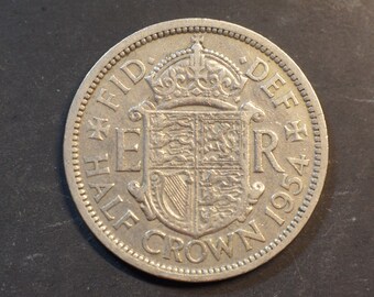 1954 Half Crown Coin Great Britain Queen Elizabeth II