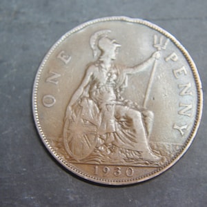 1930 British One Penny Coin: George V, Collectible UK Currency