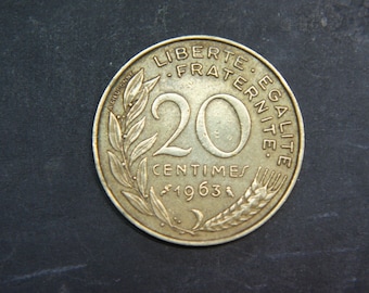 1963年レピュブリック・フランセーズ・フランス20サンタイムコイン3枚