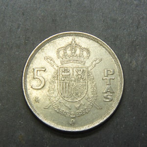 1989 5 Peseta Coin Spain Juan Carlos I