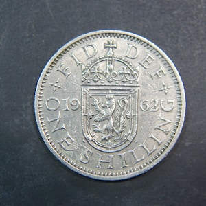 1962 Scottish Shilling Coin Great Britain Queen Elizabeth II
