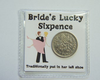 Brides's Sixpence Bridegroom Lucky Sixpence Keepsake Gift