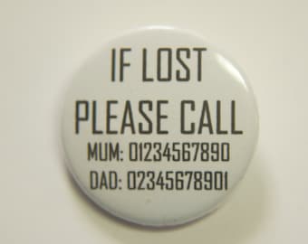 Lost Child Badge Emergency Contact for Missing Child