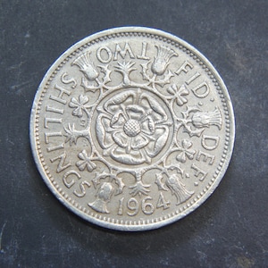 1964 One Florin Two Shilling Coin Great Britain Queen Elizabeth II