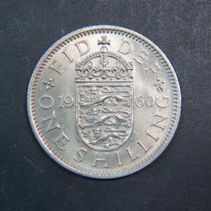1960 English Shilling Coin Great Britain Queen Elizabeth II