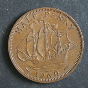 1960 Half Penny Coin Great Britain Elizabeth II