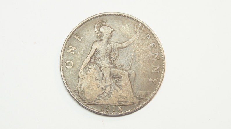 1918 One Penny Coin Great Britain King George V