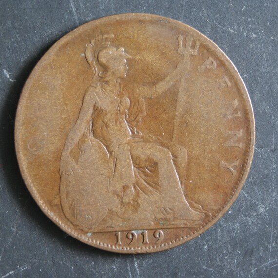 1919年イギリス ペニーコイン：国王ジョージ5世、流通 - Etsy 日本
