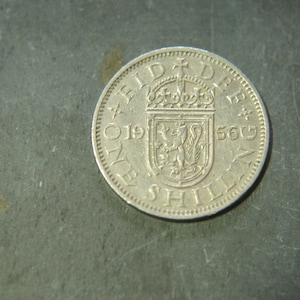 1956 Scottish Shilling Coin Great Britain Queen Elizabeth II