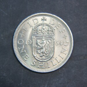 1964 Scottish Shilling Coin Great Britain Queen Elizabeth II