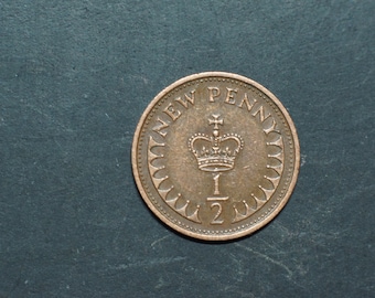 1971 New Half Penny Elizabeth II Great Britain Vintage Coin