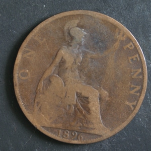 1896 One Penny Coin Great Britain Queen Victoria