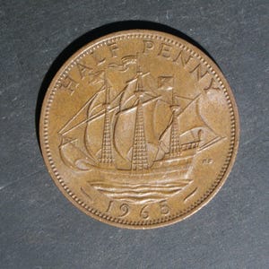 1965 Half Penny Coin Great Britain Elizabeth II