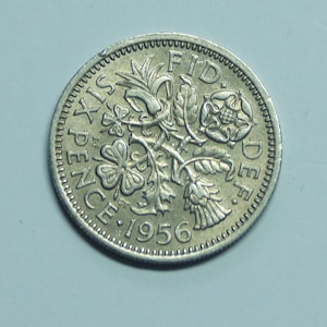 1956 Sixpence Coin Great Britain Elizabeth II, Perfect for 68th Birthdays, Collections, Anniversary, Crafting and Jewellery.