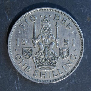 1951 Scottish Shilling Coin Great Britain King George VI