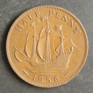 1956 Half Penny Coin Great Britain Elizabeth II