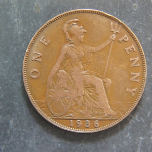 Pièce de un centime de 1936 Grande-Bretagne George V, parfaite pour les anniversaires, les collections, les anniversaires, les créations et les bijoux.