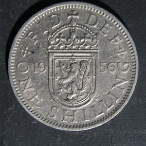 1956 Scottish Shilling Coin Great Britain Queen Elizabeth II