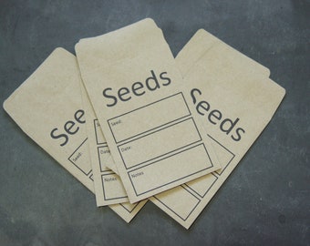 Seed Envelopes 98 x 67mm 80gsm Manilla Brown Printed Seed Envelopes