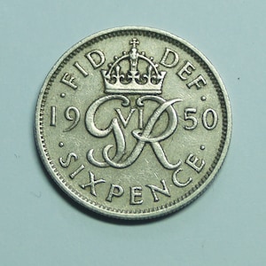 1950 Sixpence Coin Great Britain King George V!, Perfect for Birthdays, Collections, Anniversary, Crafting and Jewellery.