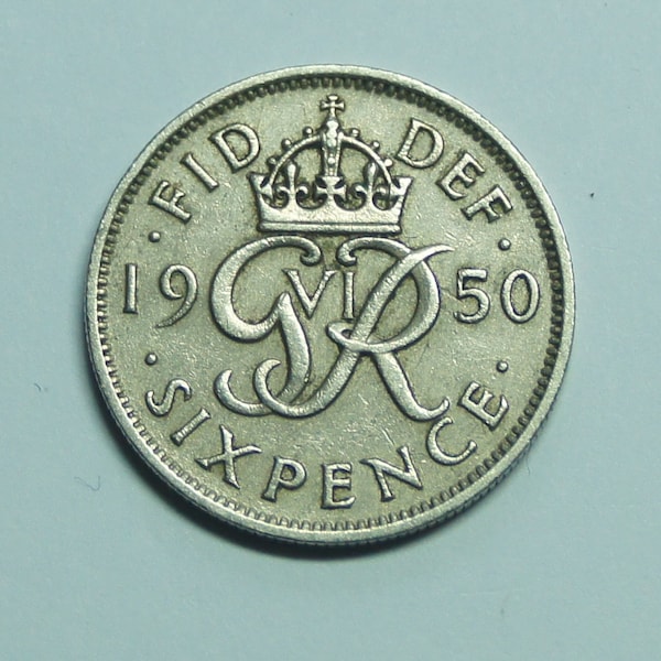 1950 Sixpence Coin Great Britain King George V!, Perfect for Birthdays, Collections, Anniversary, Crafting and Jewellery.