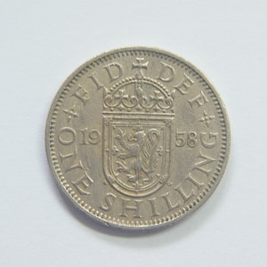 1958 Scottish Shilling Coin Great Britain Queen Elizabeth II