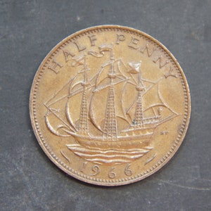 1966 Half Penny Coin Great Britain Elizabeth II