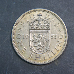 1953 Scottish Shilling Coin Great Britain Queen Elizabeth II
