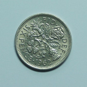 1962 Sixpence Coin: 63rd Birthday Gift, Lucky Wedding Talisman