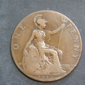 1912 One Penny Coin Great Britain King George V