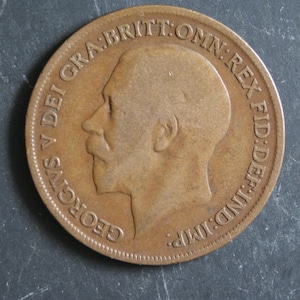 1919 One Penny Coin Great Britain King George V