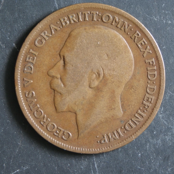 1919年イギリス ペニーコイン：国王ジョージ5世、流通 - Etsy 日本