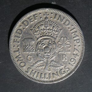 1947 One Florin Two Shilling Coin Great Britain King George VI
