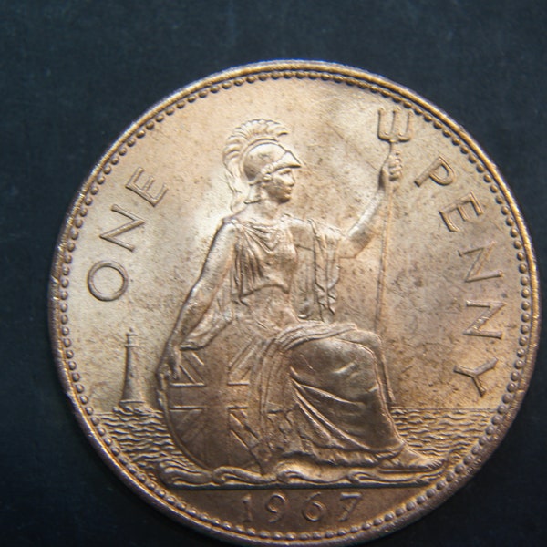 1967 One Penny Coin Great Britain Elizabeth II, Perfect for Birthdays, Collections, Anniversary, Crafting and Jewellery.