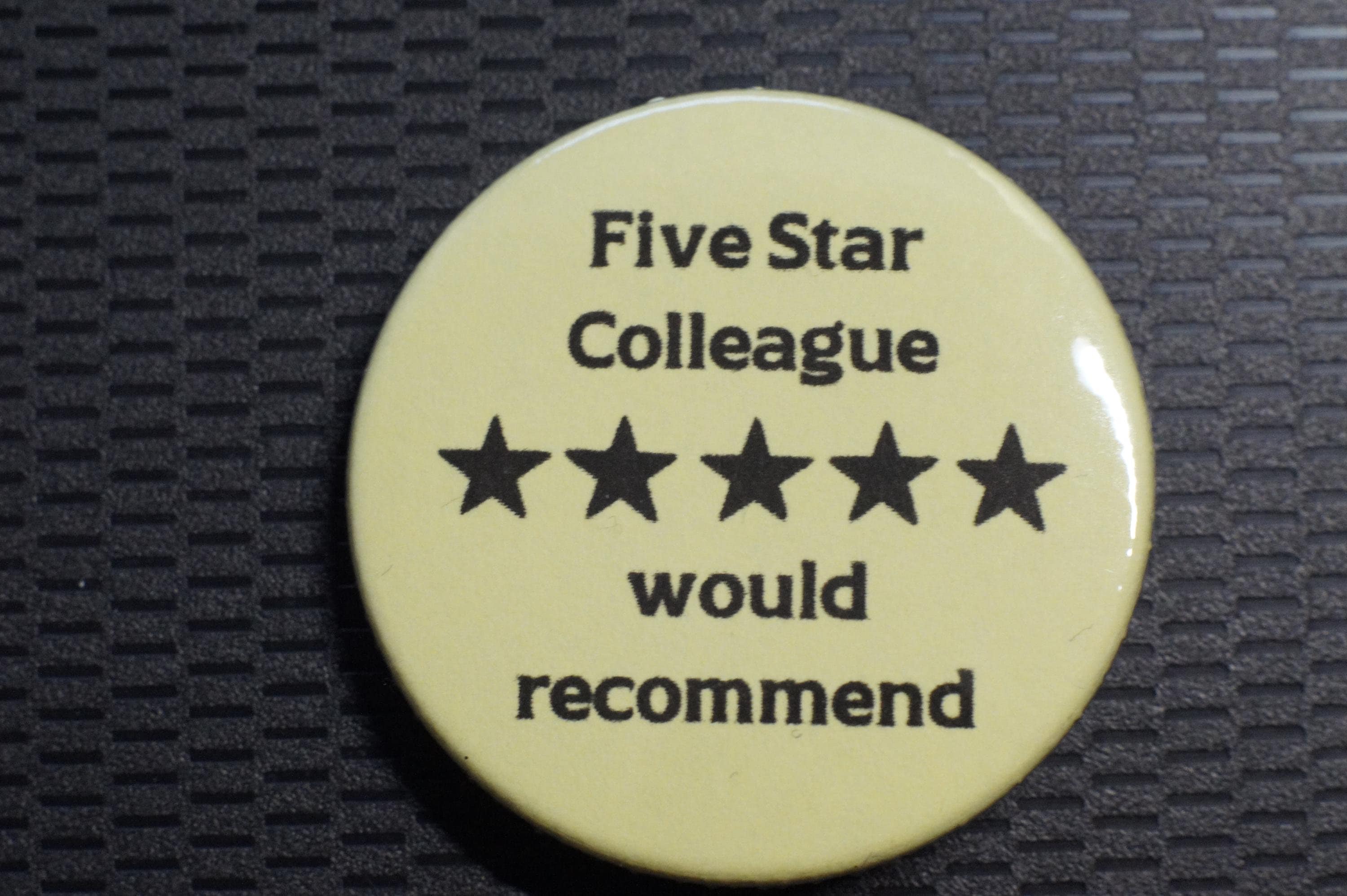 Five Star Colleague Button Badge Recommended