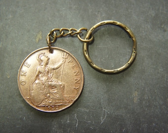 1922 Penny Keychain Birthday Gift Coin Keyring