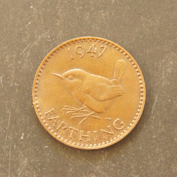 1947 Farthing Coin Great Britain George VI, Perfect for Birthdays, Collections, Anniversary, Crafting and Jewellery.