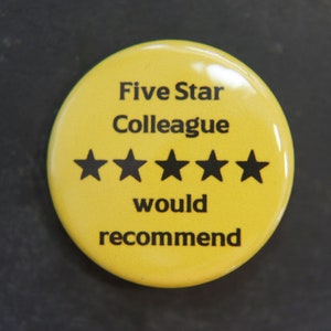 Five Star Colleague Button Badge Recommended
