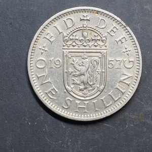 1957 Scottish Shilling Coin Great Britain Queen Elizabeth II