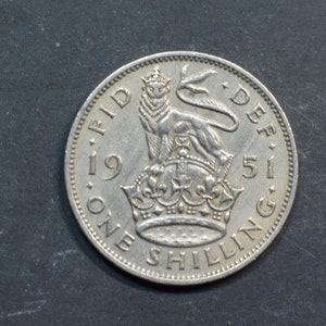 1951 English Shilling Coin Great Britain King George VI