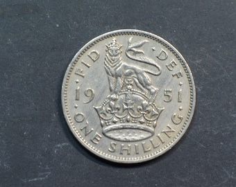 1951 English Shilling Coin Great Britain King George VI