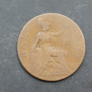 1913 Half Penny Coin Great Britain King George V