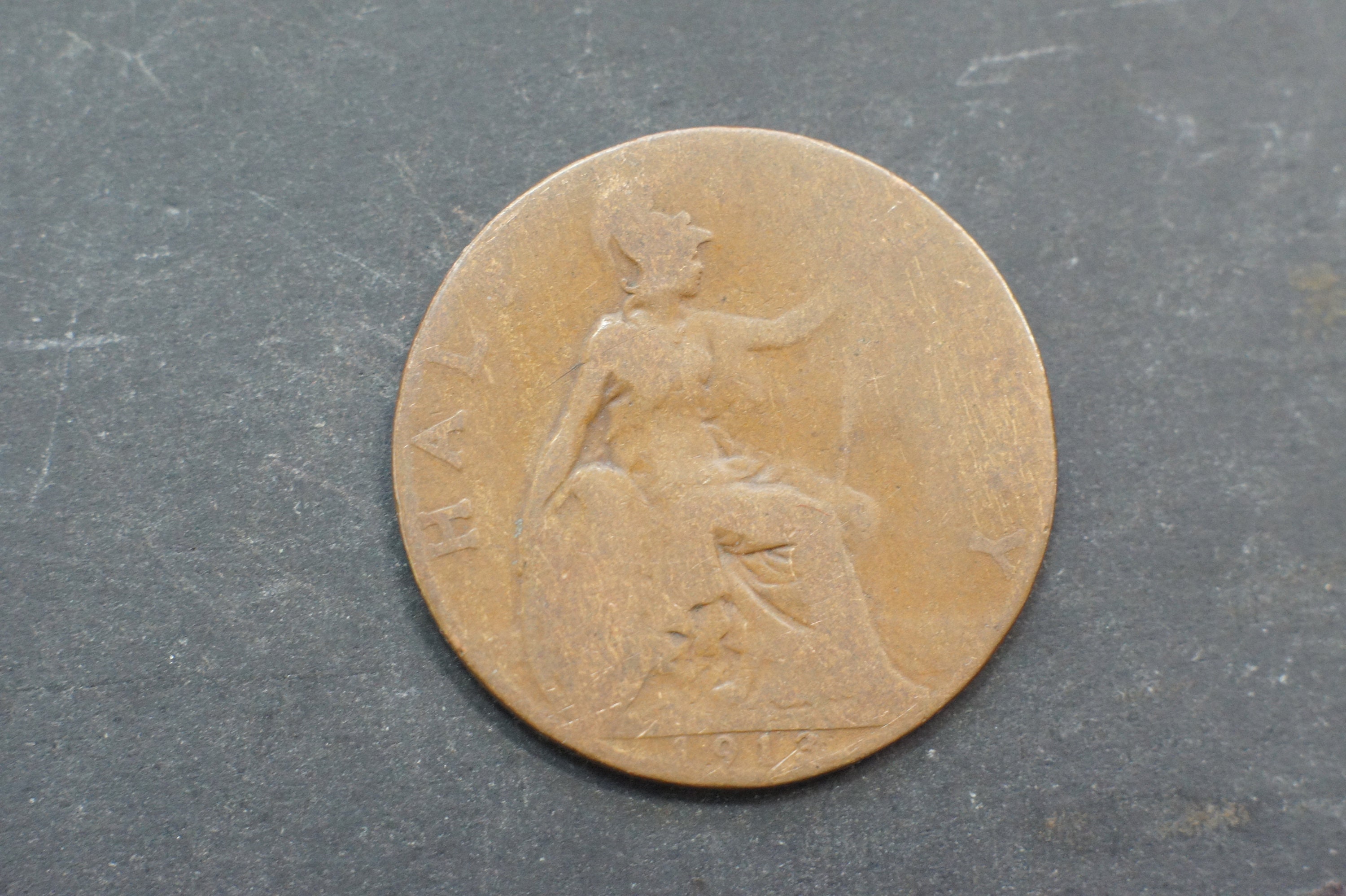 1913年 英国 半ペニー硬貨、ジョージ5世、青銅製、流通 - Etsy 日本