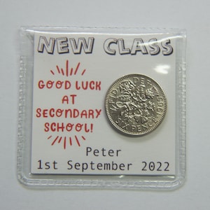 New Year New Class Secondary School First Day Personalised Lucky Sixpence Keepsake Gift image 1