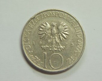 1975 10 Złotych Coin Poland Adam Mickiewicz Cupro Nickel