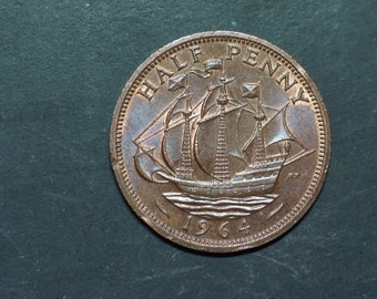 1964 Half Penny Coin Great Britain Elizabeth II